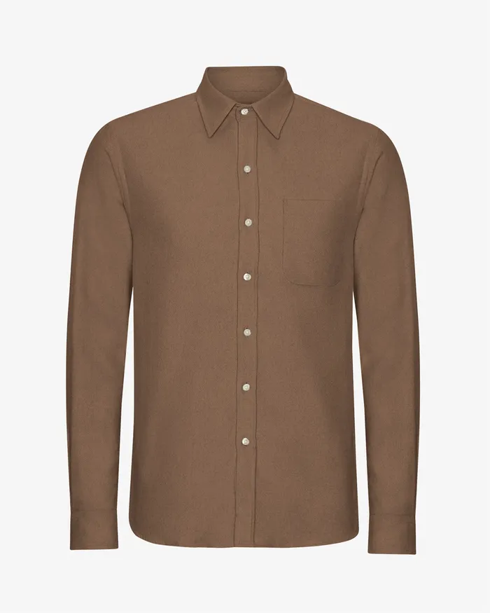 Men Shirts Colorfulstandard Organic Flannel Shirt 8211 Cedar Brown