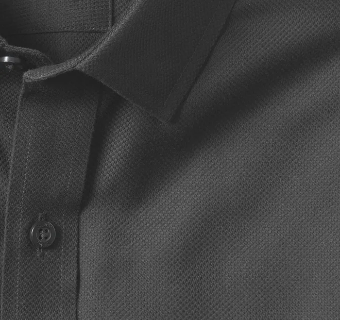 Men Shirts Johnston and Murphy NonIron Dress Shirt Black Solid Birdseye