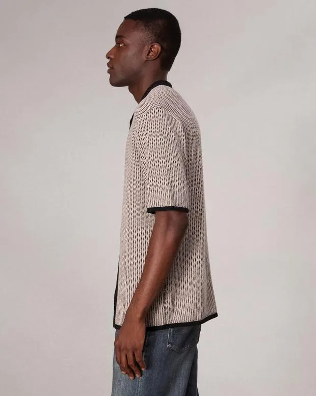 Men Shirts Rag and Bone Harvey Knit Camp Shirt Light Tan