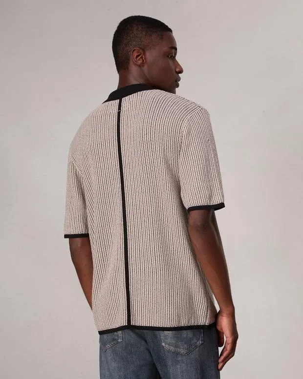Men Shirts Rag and Bone Harvey Knit Camp Shirt Light Tan
