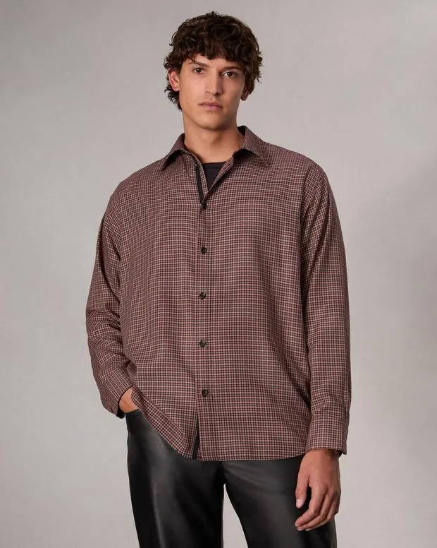 Men Shirts Rag and Bone Matthew Plaid Shirt Brown Plaid