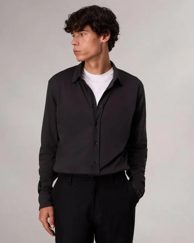 Men Shirts Rag and Bone Tomlin Cotton Shirt Black