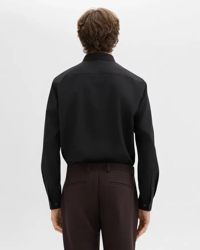 Men Shirts Theory Hugh Shirt In Virgin Wool Black