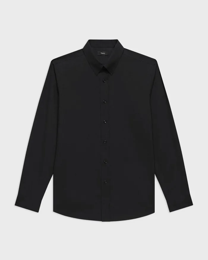 Men Shirts Theory Hugh Shirt In Virgin Wool Black