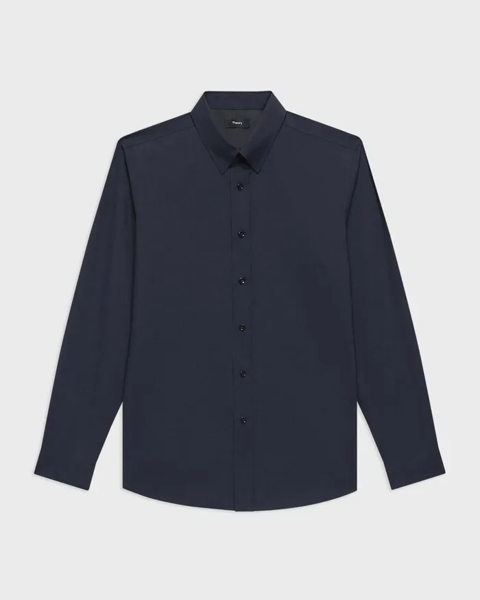 Men Shirts Theory Hugh Shirt In Virgin Wool Navy
