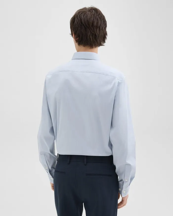 Men Shirts Theory Sylvain Shirt In Checked Poplin Olympicwhite