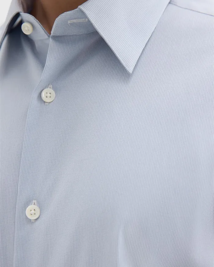 Men Shirts Theory Sylvain Shirt In Checked Poplin Olympicwhite