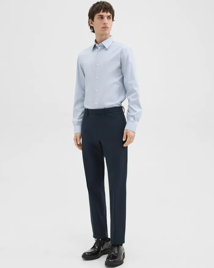 Men Shirts Theory Sylvain Shirt In Checked Poplin Olympicwhite