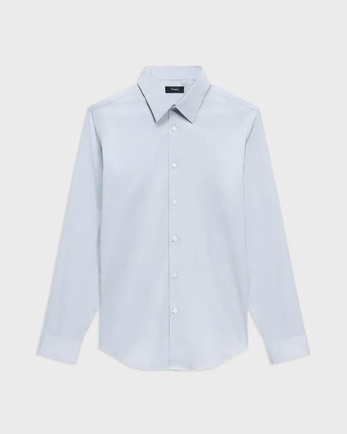 Men Shirts Theory Sylvain Shirt In Checked Poplin Olympicwhite