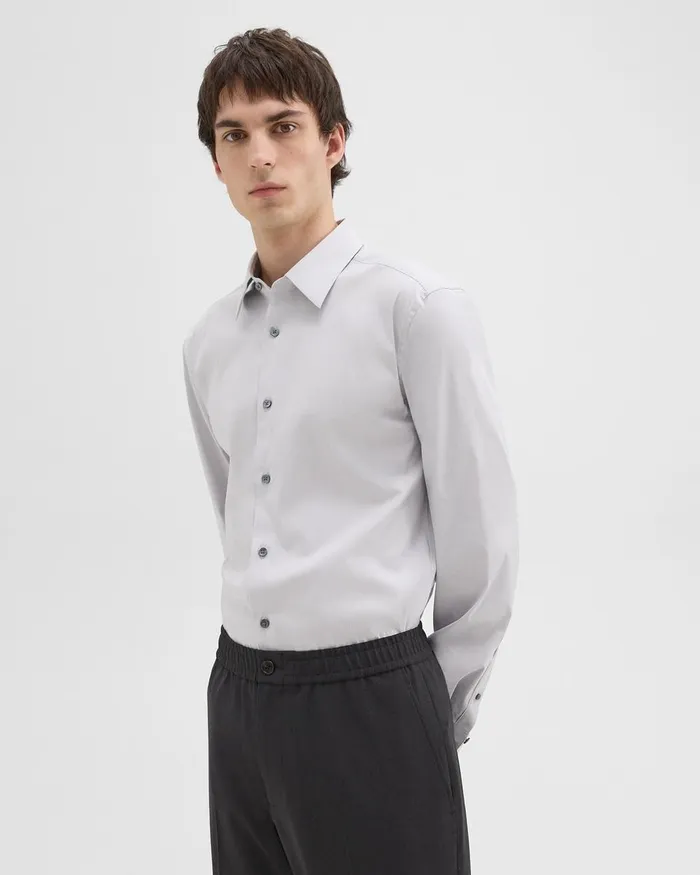 Men Shirts Theory Sylvain Shirt In Good Cotton Warm Grey