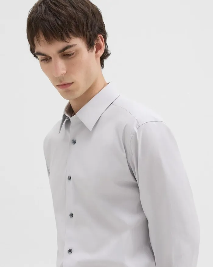 Men Shirts Theory Sylvain Shirt In Good Cotton Warm Grey