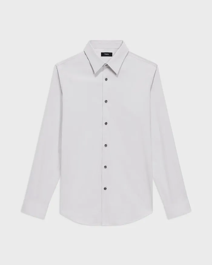 Men Shirts Theory Sylvain Shirt In Good Cotton Warm Grey