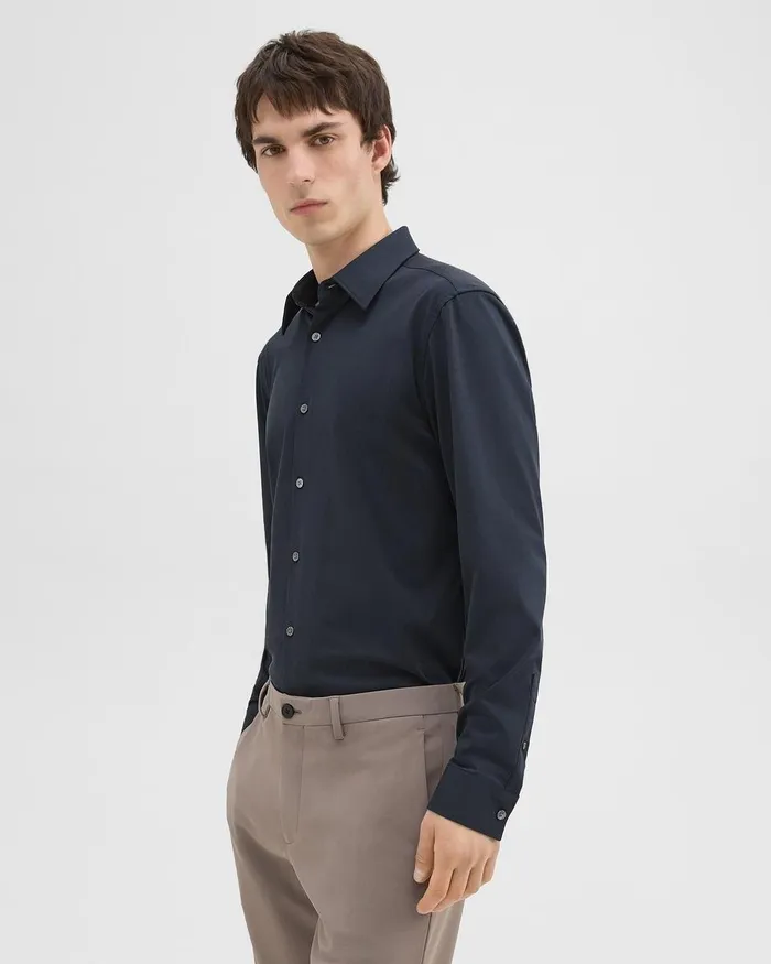 Men Shirts Theory Sylvain Shirt In Structure Knit Eclipse