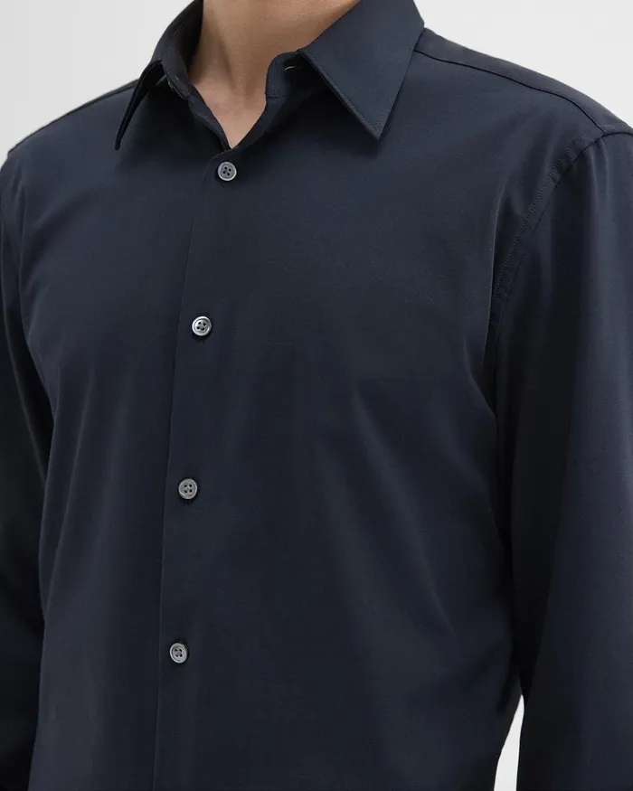 Men Shirts Theory Sylvain Shirt In Structure Knit Eclipse
