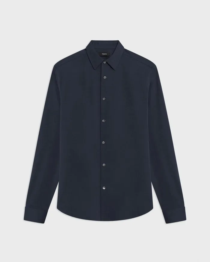 Men Shirts Theory Sylvain Shirt In Structure Knit Eclipse