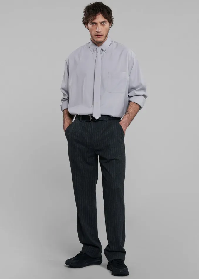 Men Sinclair Oxford Shirt 8211 Grey The Frankie Shop Tops