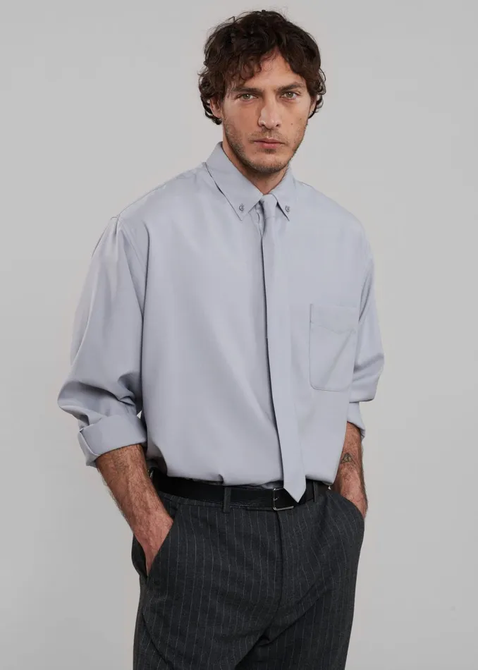 Men Sinclair Oxford Shirt 8211 Grey The Frankie Shop Tops