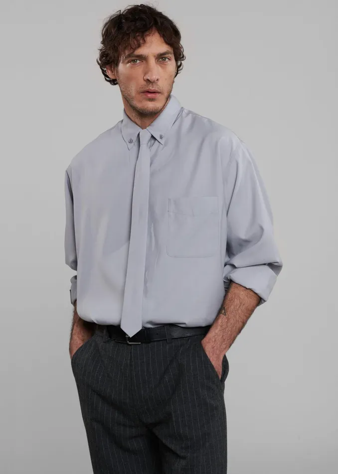 Men Sinclair Oxford Shirt 8211 Grey The Frankie Shop Tops