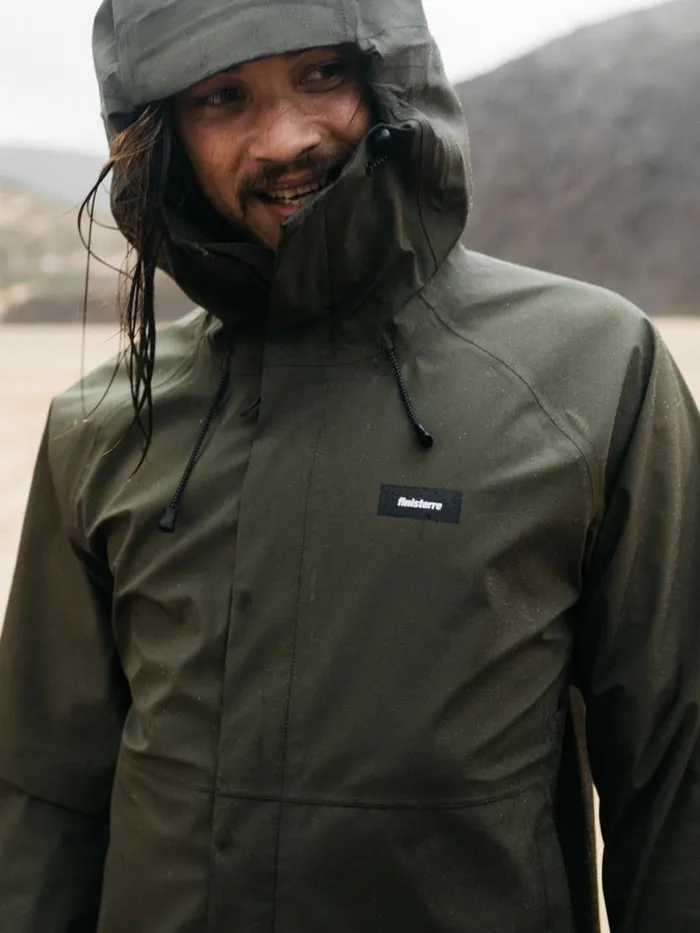Men Skybird Waterproof Jacket Olive Finisterre Jackets Coats and Gilets