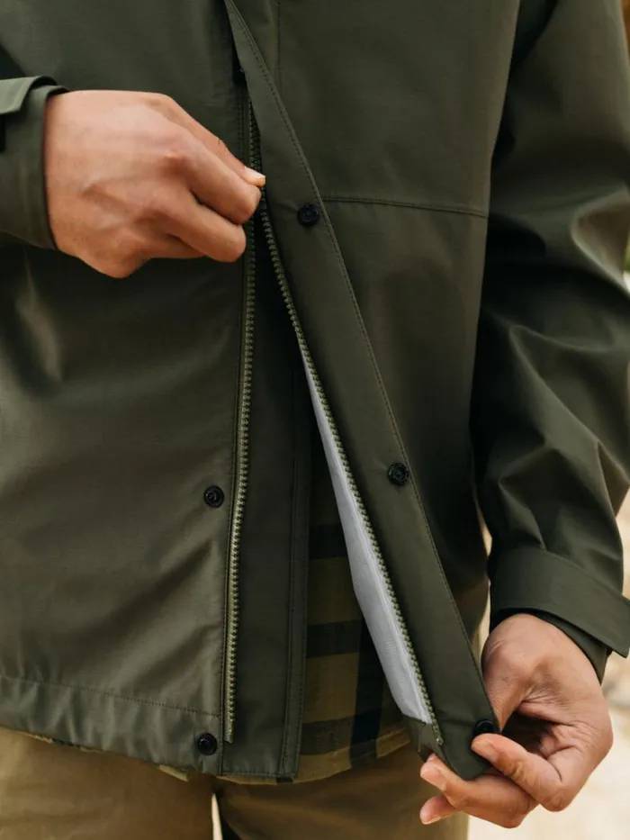 Men Skybird Waterproof Jacket Olive Finisterre Jackets Coats and Gilets