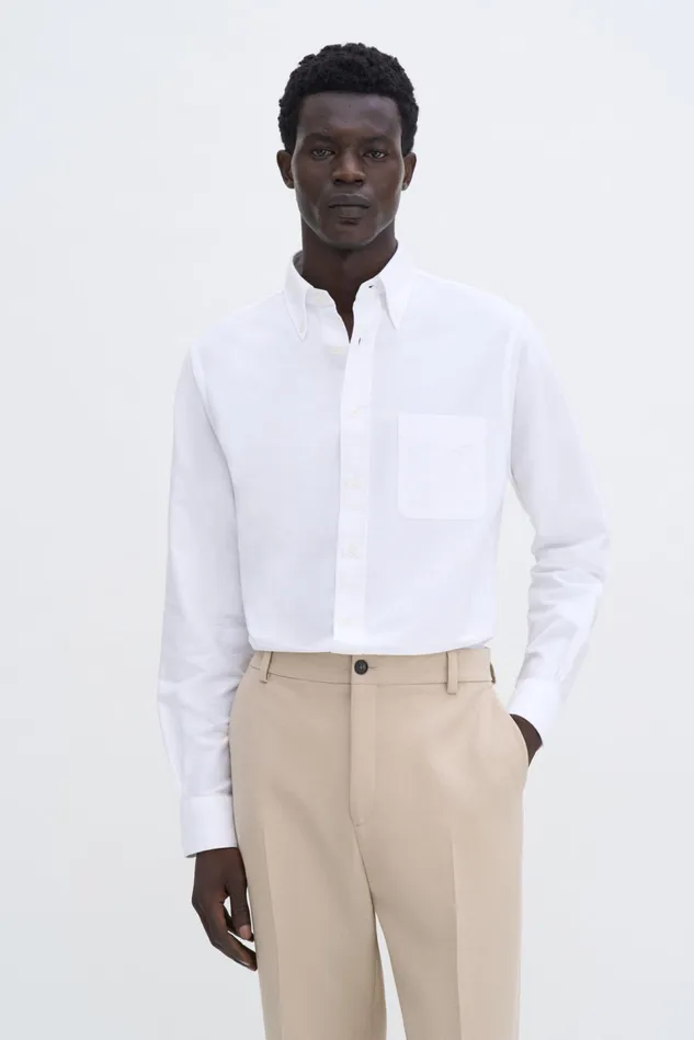 Men Slim Oxford Cotton Shirt White Filippa K Shirts