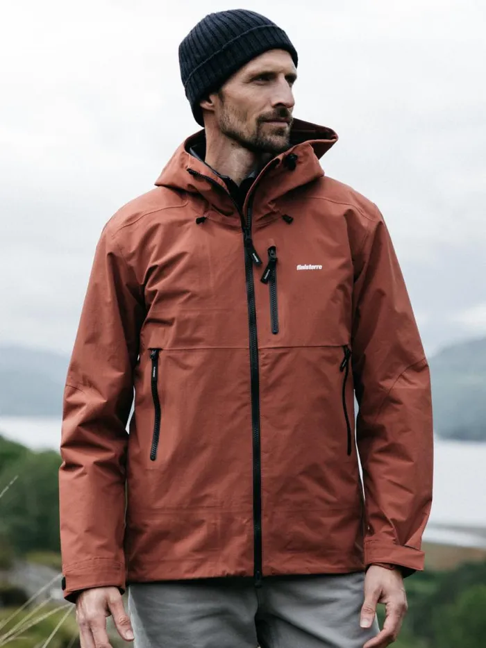Men Stormbird Waterproof Jacket Dark Rosewood Finisterre Jackets Coats and Gilets