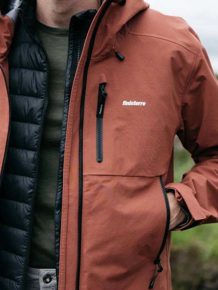Men Stormbird Waterproof Jacket Dark Rosewood Finisterre Jackets Coats and Gilets