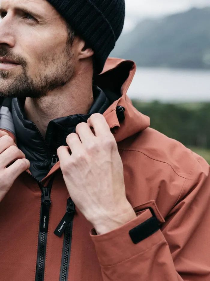 Men Stormbird Waterproof Jacket Dark Rosewood Finisterre Jackets Coats and Gilets