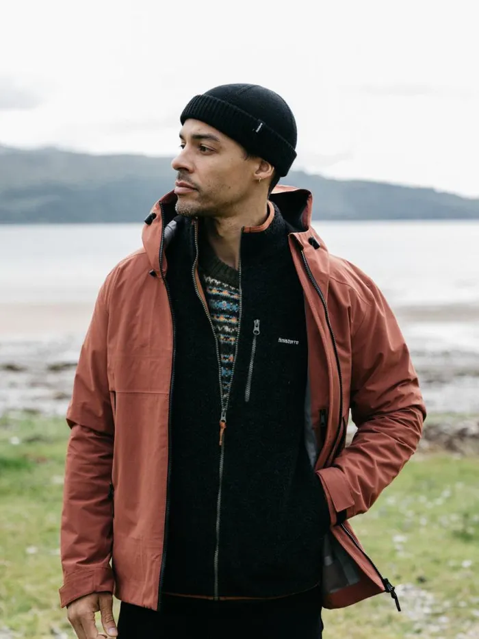 Men Stormbird Waterproof Jacket Dark Rosewood Finisterre Jackets Coats and Gilets