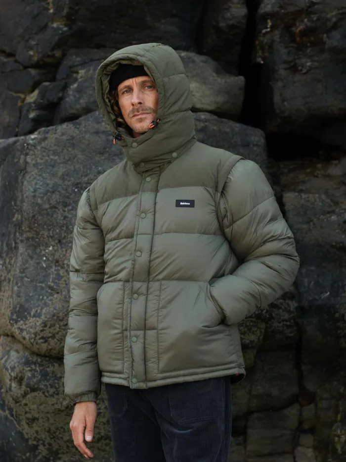 Men Stratos Modular Jacket Olive Finisterre Jackets Coats and Gilets