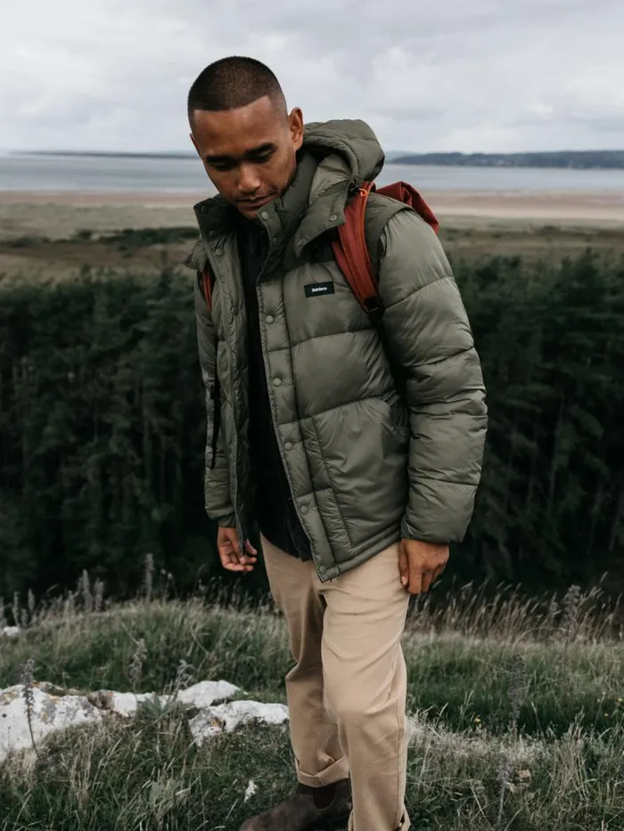 Men Stratos Modular Jacket Olive Finisterre Jackets Coats and Gilets