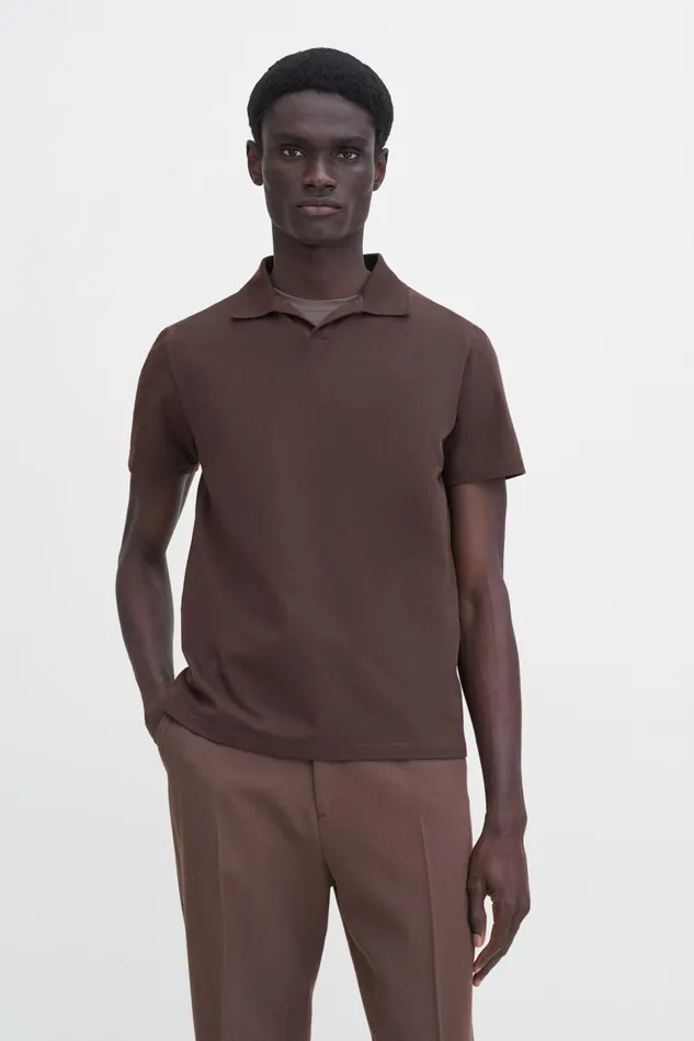 Men Stretch Cotton Polo TShirt Dark Chocolate Filippa K TShirts