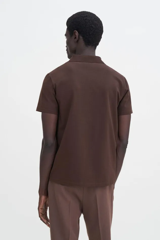 Men Stretch Cotton Polo TShirt Dark Chocolate Filippa K TShirts
