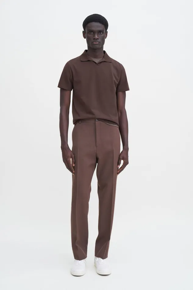 Men Stretch Cotton Polo TShirt Dark Chocolate Filippa K TShirts