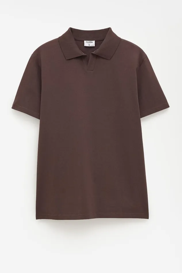 Men Stretch Cotton Polo TShirt Dark Chocolate Filippa K TShirts