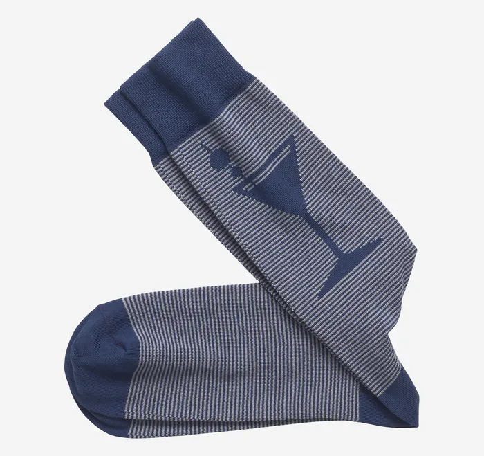 Men Striped Socks Navy Martini Socks Johnston and Murphy