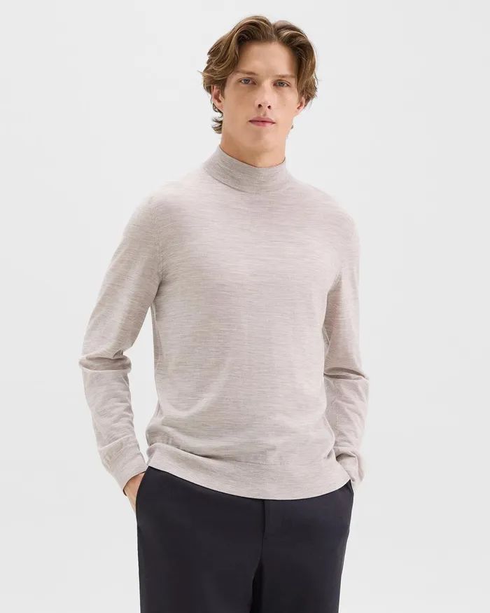 Men Sweaters Cardigans Theory Mock Neck Sweater In Regal Wool Light Heather Barley