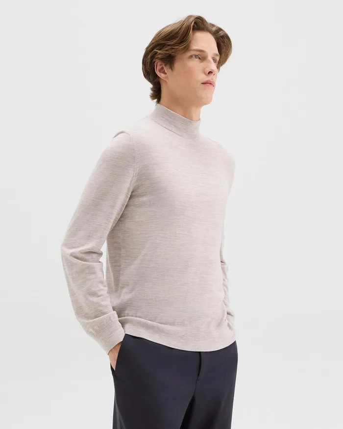 Men Sweaters Cardigans Theory Mock Neck Sweater In Regal Wool Light Heather Barley