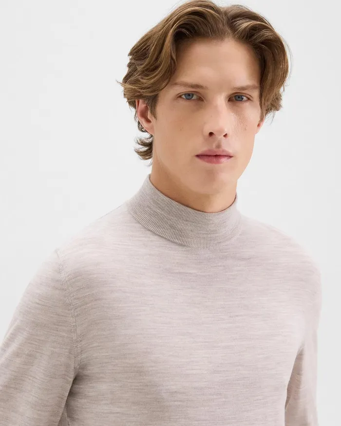 Men Sweaters Cardigans Theory Mock Neck Sweater In Regal Wool Light Heather Barley