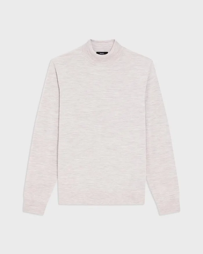 Men Sweaters Cardigans Theory Mock Neck Sweater In Regal Wool Light Heather Barley