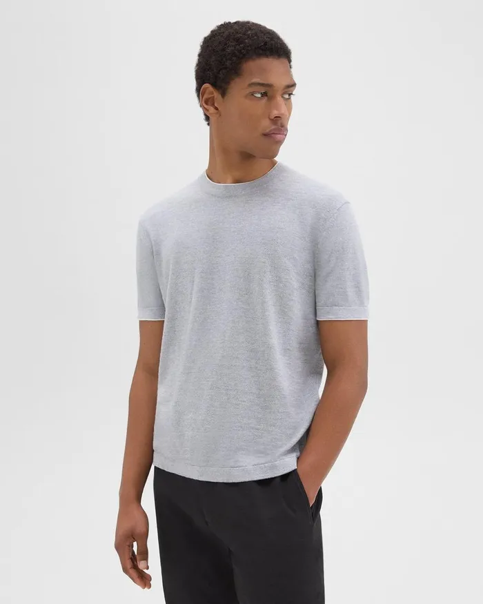 Men Sweaters Cardigans Theory Sarior Tee In CottonLinen Grey Heather