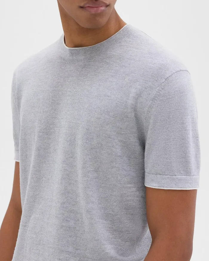 Men Sweaters Cardigans Theory Sarior Tee In CottonLinen Grey Heather