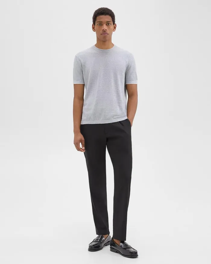 Men Sweaters Cardigans Theory Sarior Tee In CottonLinen Grey Heather