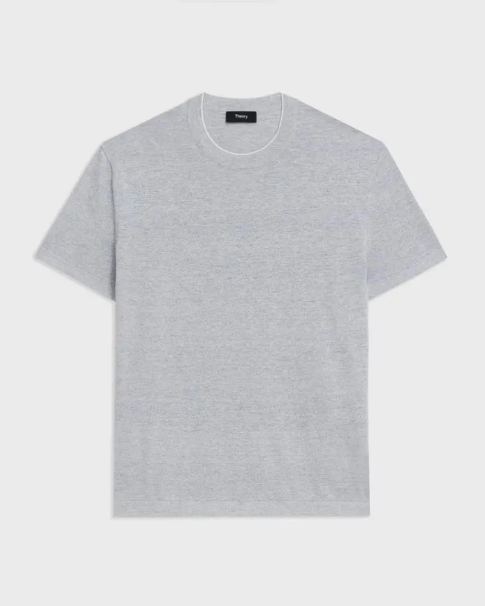 Men Sweaters Cardigans Theory Sarior Tee In CottonLinen Grey Heather