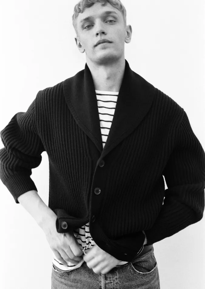 Men Sweaters Nili Lotan HAIDEN CARDIGAN Dark Navy
