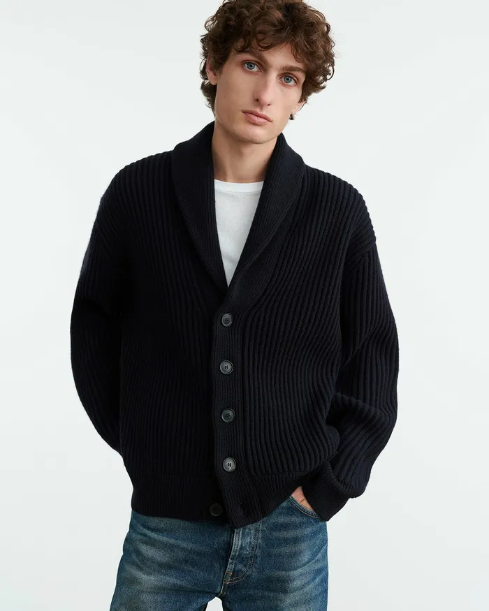 Men Sweaters Nili Lotan HAIDEN CARDIGAN Dark Navy