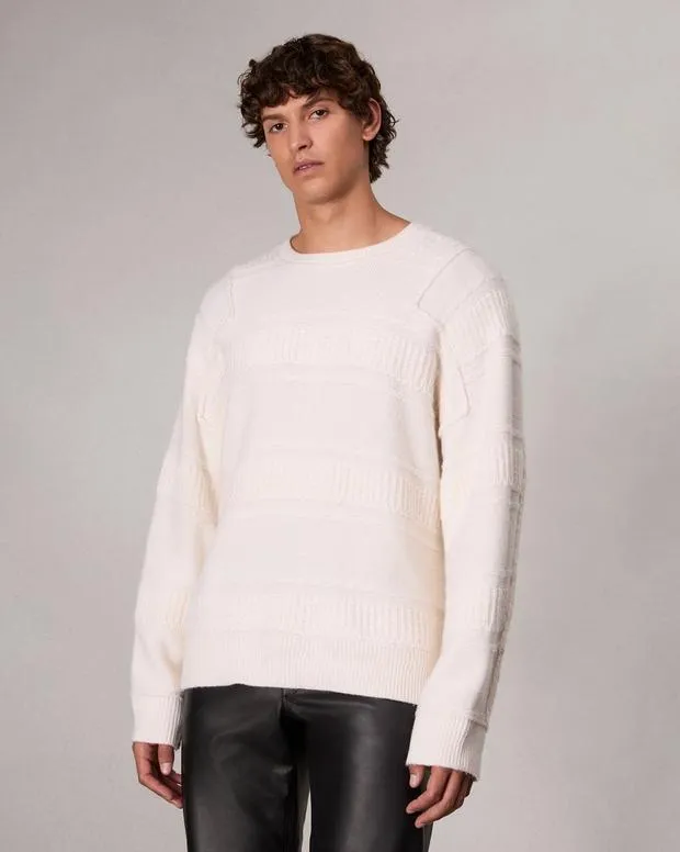 Men Sweaters Rag and Bone Colton Crewneck Sweater Ivory