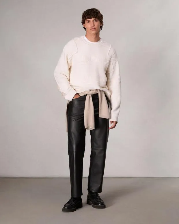Men Sweaters Rag and Bone Colton Crewneck Sweater Ivory