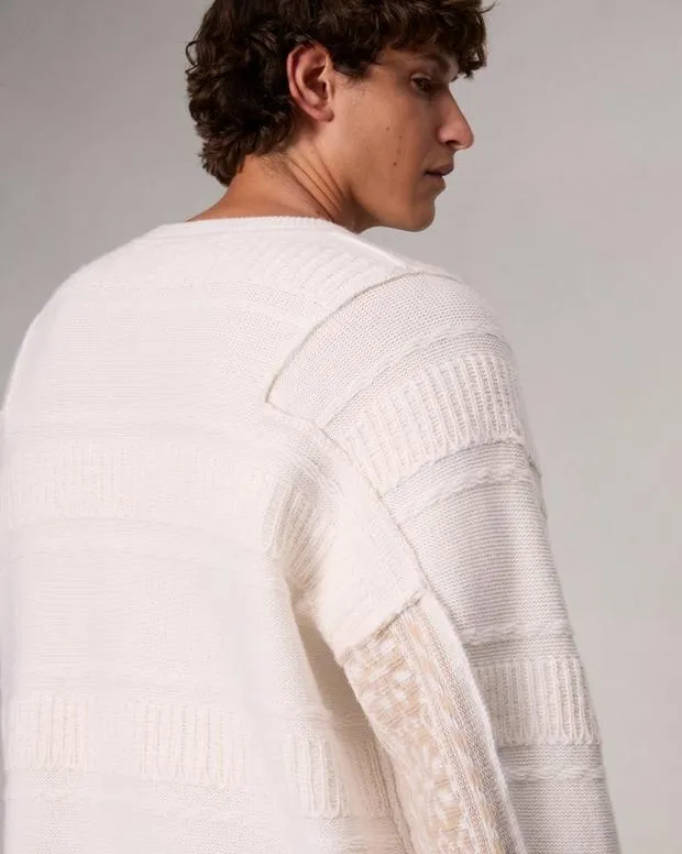 Men Sweaters Rag and Bone Colton Crewneck Sweater Ivory