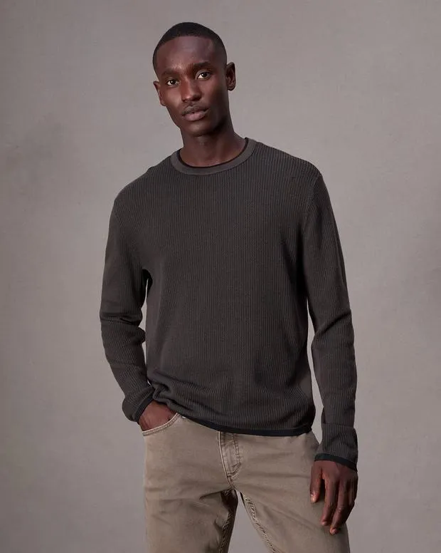 Men Sweaters Rag and Bone Harvey Crewneck Sweater Slate Brown
